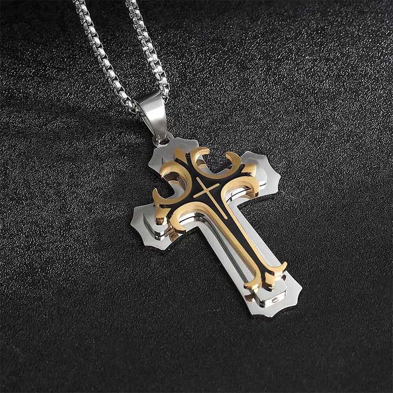 🔥2026 New Arrivals: 50% Off for a Limited Time!🔥Men's Two-Tone Cross Pendant Necklace
