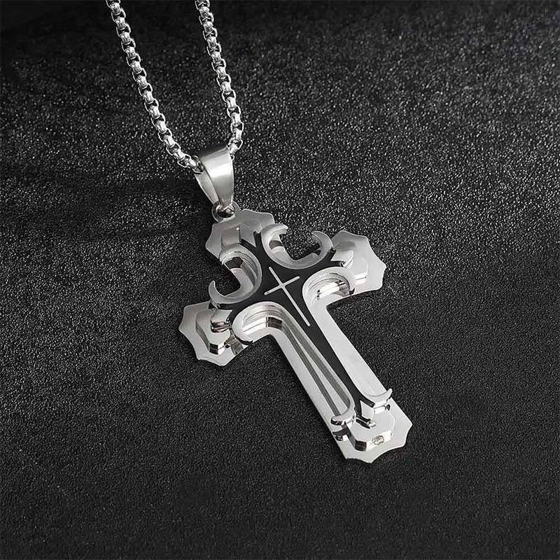 🔥2026 New Arrivals: 50% Off for a Limited Time!🔥Men's Two-Tone Cross Pendant Necklace