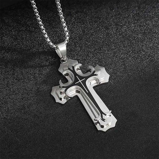 🔥2026 New Arrivals: 50% Off for a Limited Time!🔥Men's Two-Tone Cross Pendant Necklace
