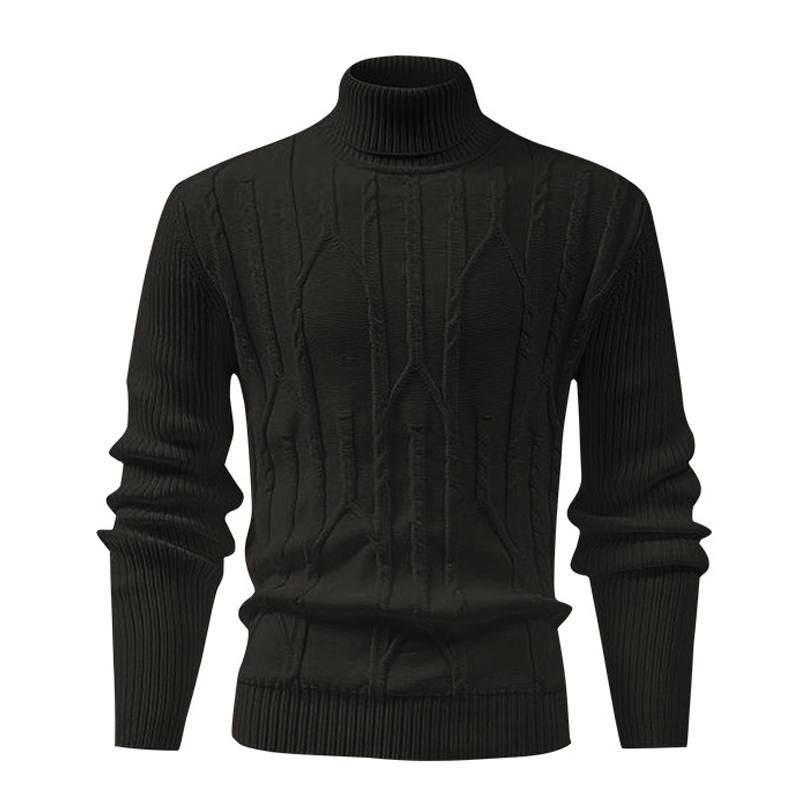 Men's Casual Cable Knit Turtleneck Pullover Sweater