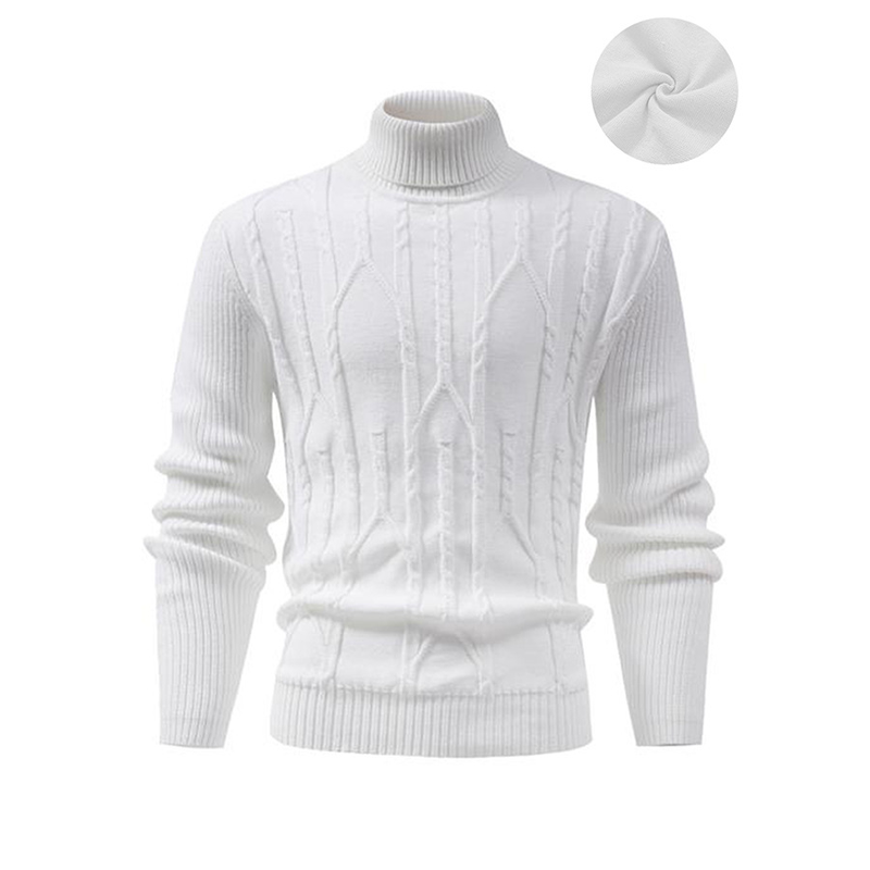 Men's Casual Cable Knit Turtleneck Pullover Sweater