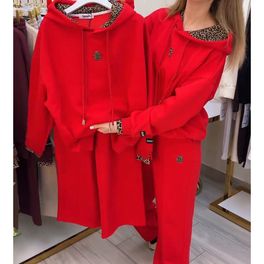 💕Limited Sale 50% OFF🐻Women's Casual Hoodie with Leopard Print Lining