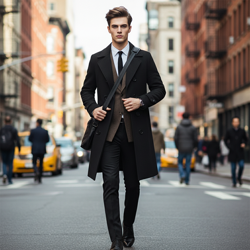 Men's Classic Double-Breasted Overcoat