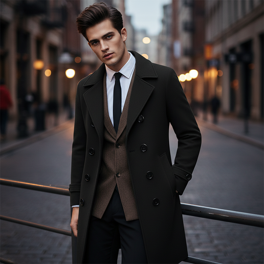 Men's Classic Double-Breasted Overcoat