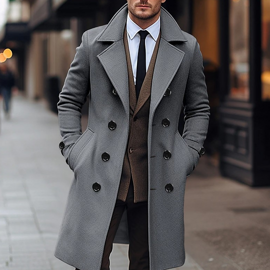 Men's Classic Double-Breasted Overcoat