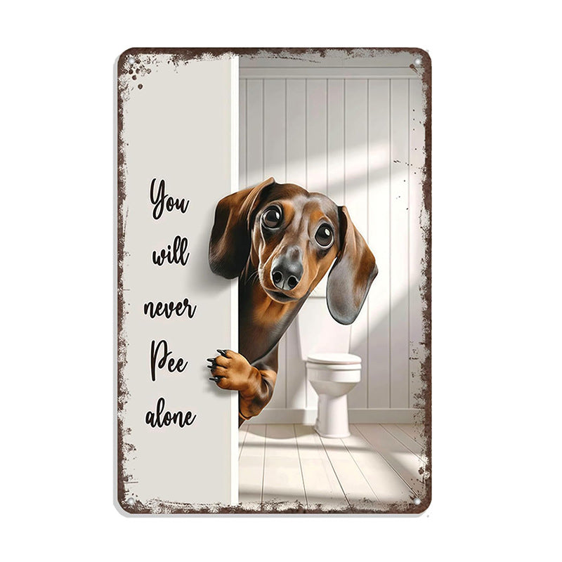 Vintage Highland Cow Aluminum Sign: Funny "Are You Pooping?" Black and White Bathroom Wall Decor