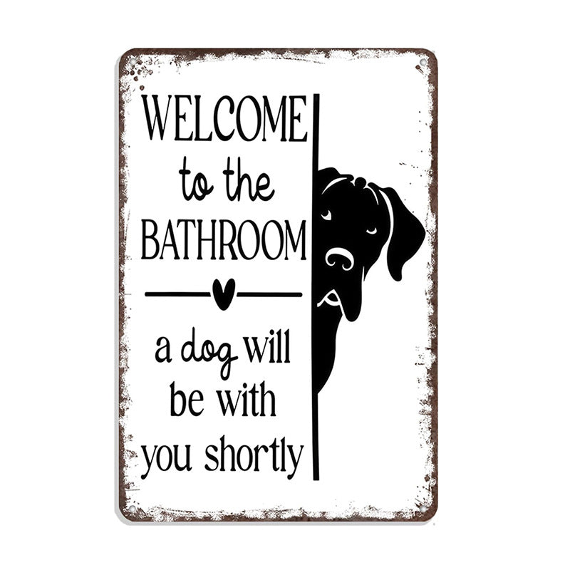 Vintage Highland Cow Aluminum Sign: Funny "Are You Pooping?" Black and White Bathroom Wall Decor
