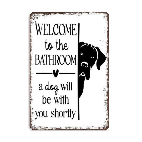Vintage Highland Cow Aluminum Sign: Funny "Are You Pooping?" Black and White Bathroom Wall Decor