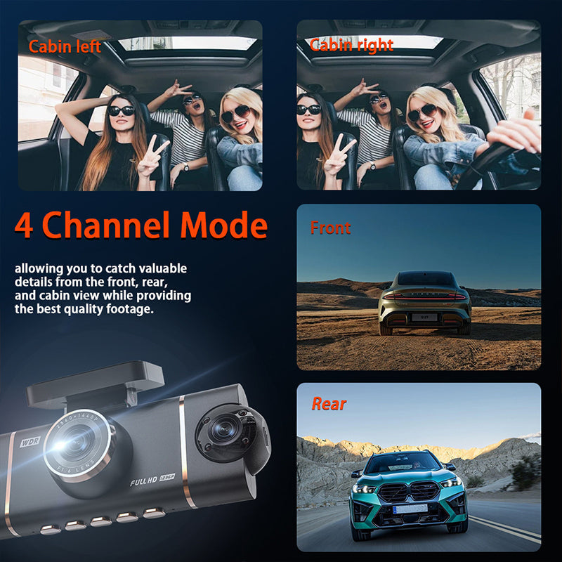 ⏳Time-Limited Special⏰4-Channel HD Dashcam with Front Interior Rear Recording