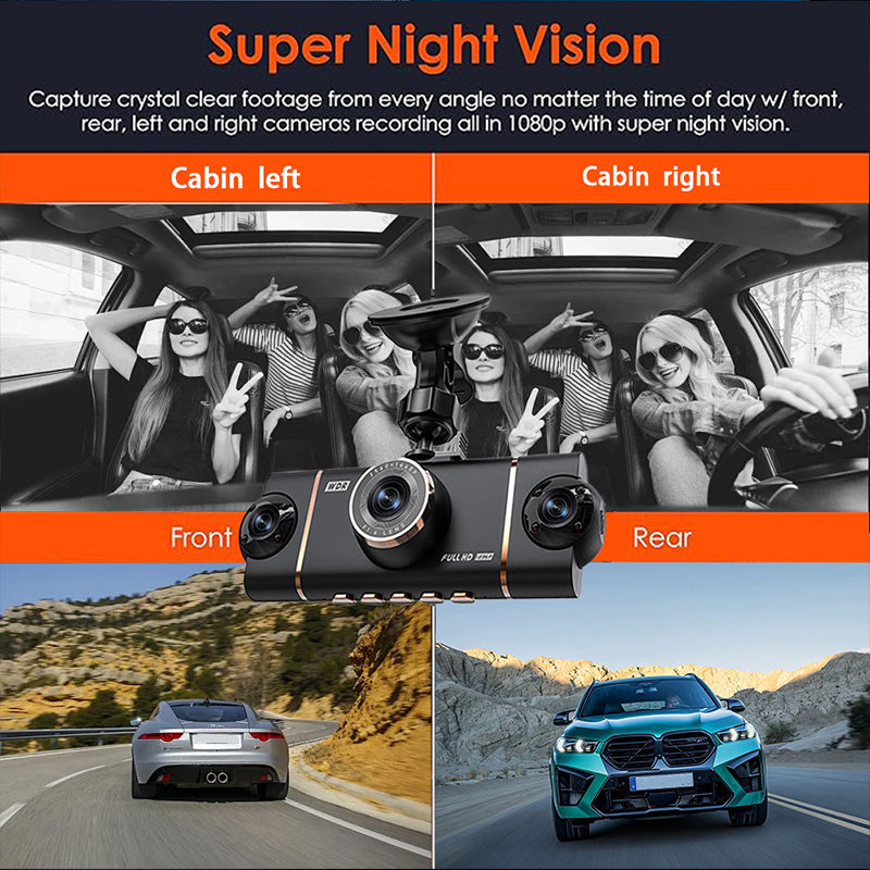 ⏳Time-Limited Special⏰4-Channel HD Dashcam with Front Interior Rear Recording