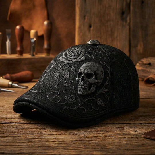 Skull & Thorn Flat Cap