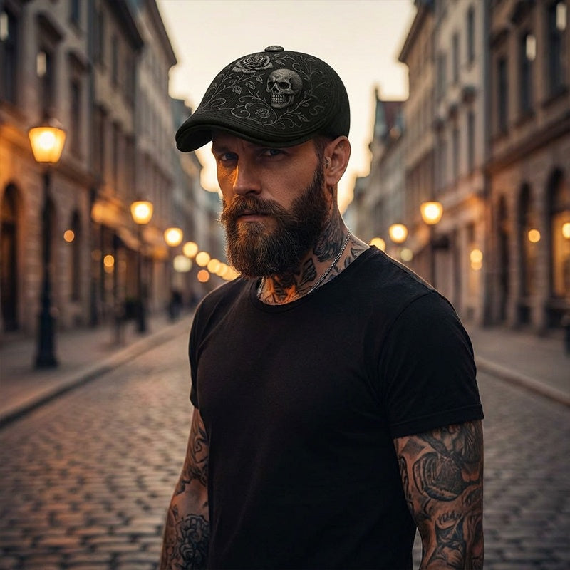 Skull & Thorn Flat Cap
