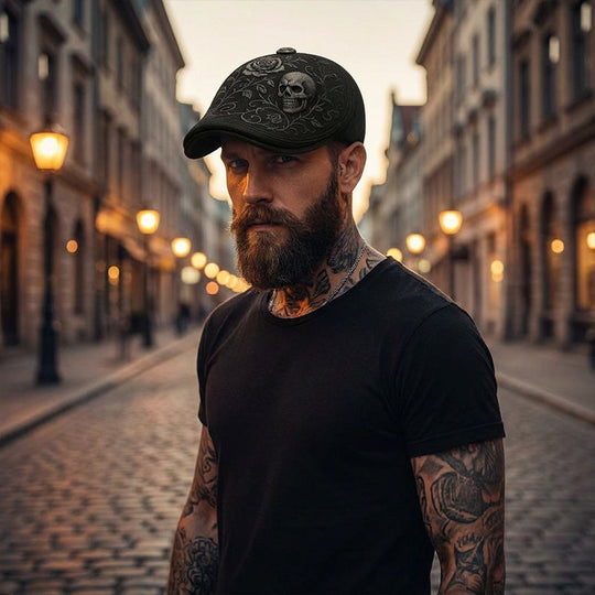Skull & Thorn Flat Cap