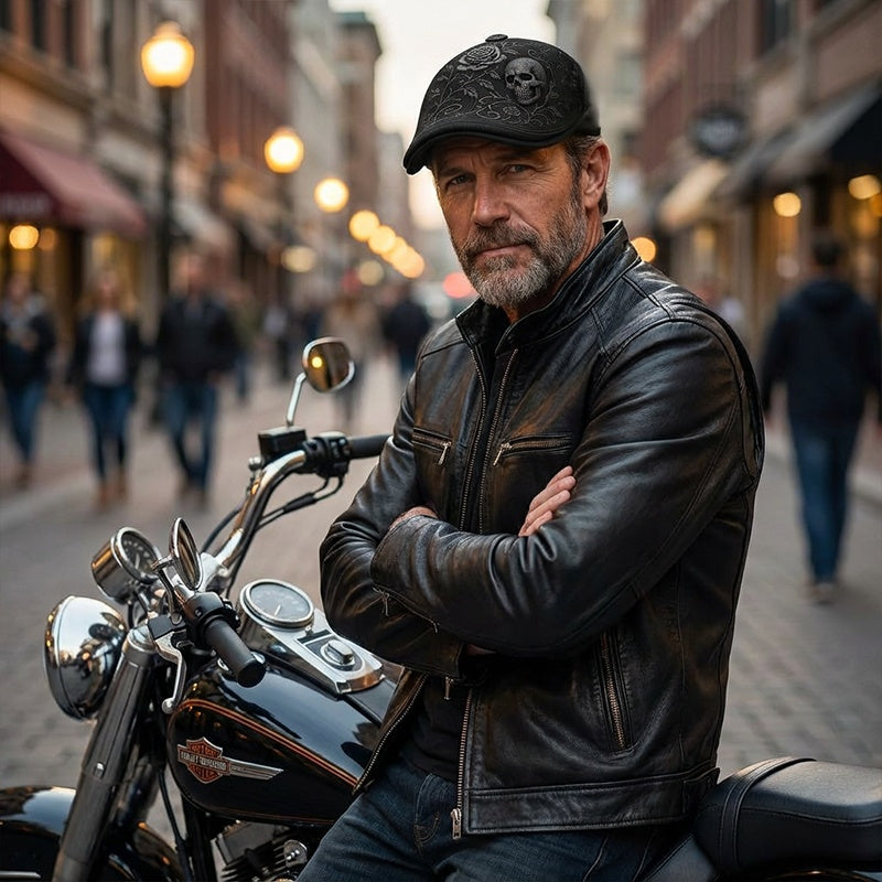 Skull & Thorn Flat Cap