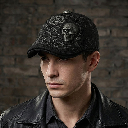 Skull & Thorn Flat Cap