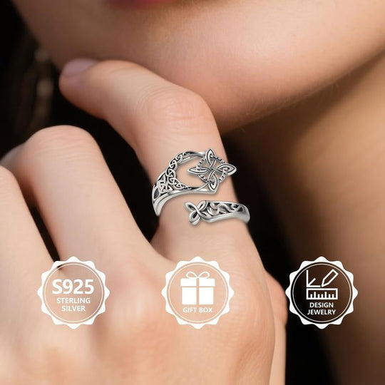 💍 S925 Sterling Silver Celtic Knot Ring – Open Adjustable Design, Timeless Symbolism & Hypoallergenic ✨