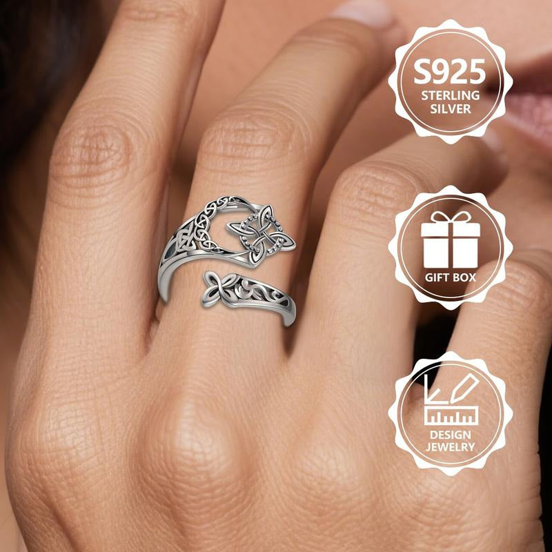 💍 S925 Sterling Silver Celtic Knot Ring – Open Adjustable Design, Timeless Symbolism & Hypoallergenic ✨