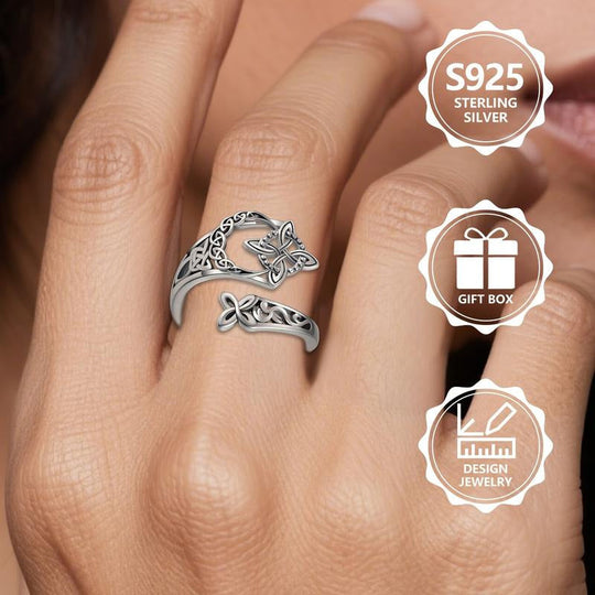 💍 S925 Sterling Silver Celtic Knot Ring – Open Adjustable Design, Timeless Symbolism & Hypoallergenic ✨