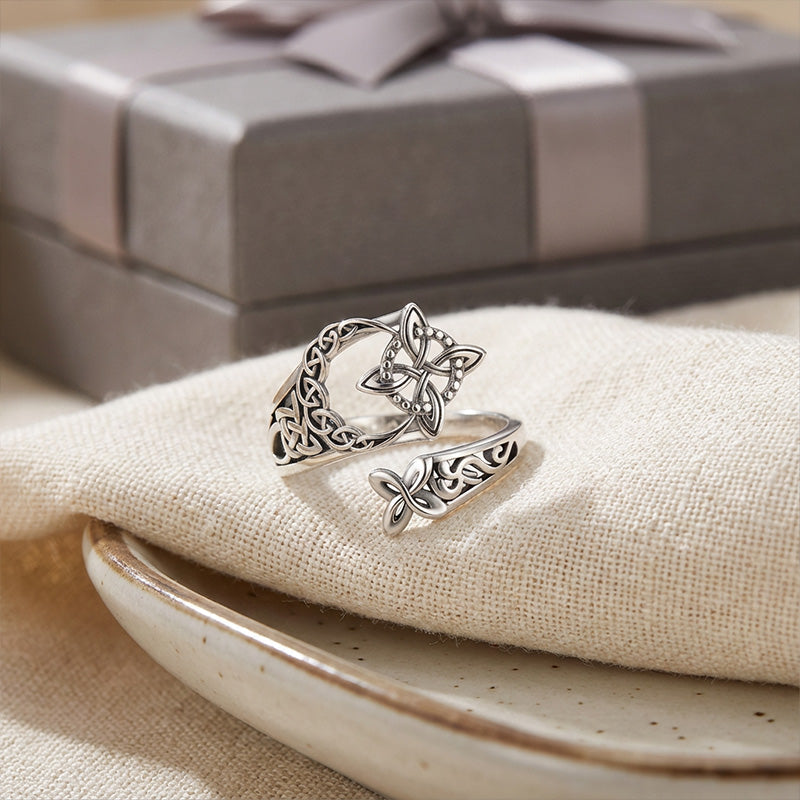 💍 S925 Sterling Silver Celtic Knot Ring – Open Adjustable Design, Timeless Symbolism & Hypoallergenic ✨