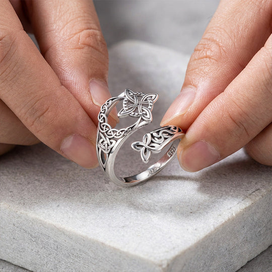 💍 S925 Sterling Silver Celtic Knot Ring – Open Adjustable Design, Timeless Symbolism & Hypoallergenic ✨