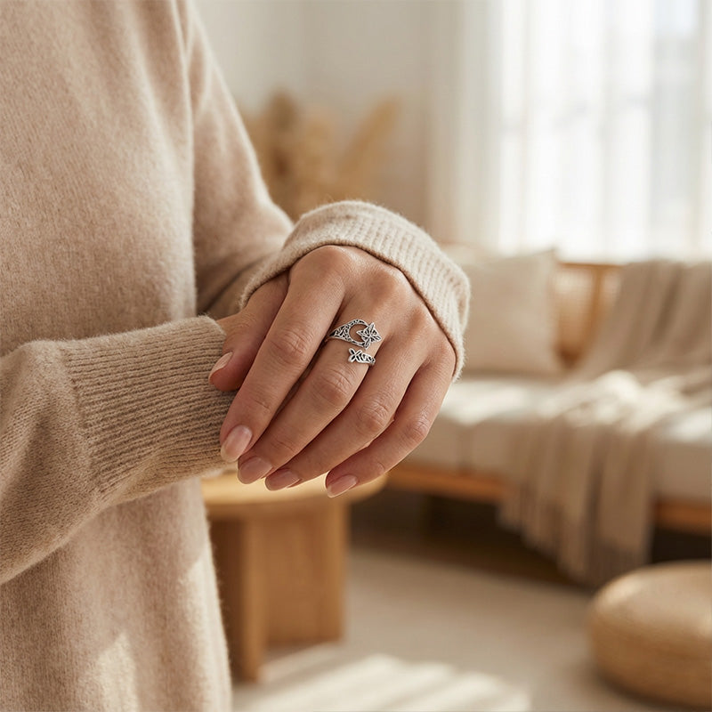 💍 S925 Sterling Silver Celtic Knot Ring – Open Adjustable Design, Timeless Symbolism & Hypoallergenic ✨