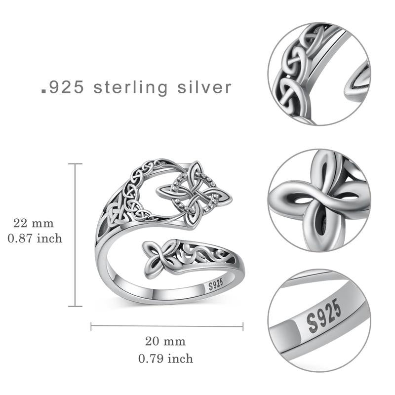 💍 S925 Sterling Silver Celtic Knot Ring – Open Adjustable Design, Timeless Symbolism & Hypoallergenic ✨