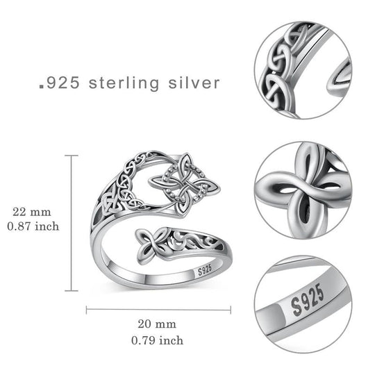 💍 S925 Sterling Silver Celtic Knot Ring – Open Adjustable Design, Timeless Symbolism & Hypoallergenic ✨