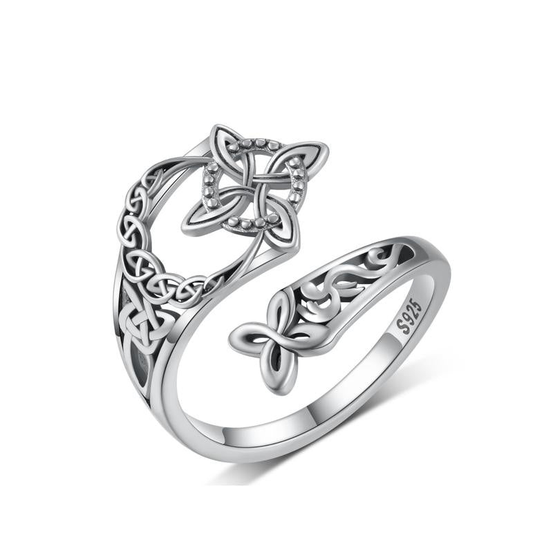 💍 S925 Sterling Silver Celtic Knot Ring – Open Adjustable Design, Timeless Symbolism & Hypoallergenic ✨