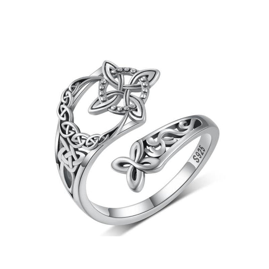 💍 S925 Sterling Silver Celtic Knot Ring – Open Adjustable Design, Timeless Symbolism & Hypoallergenic ✨