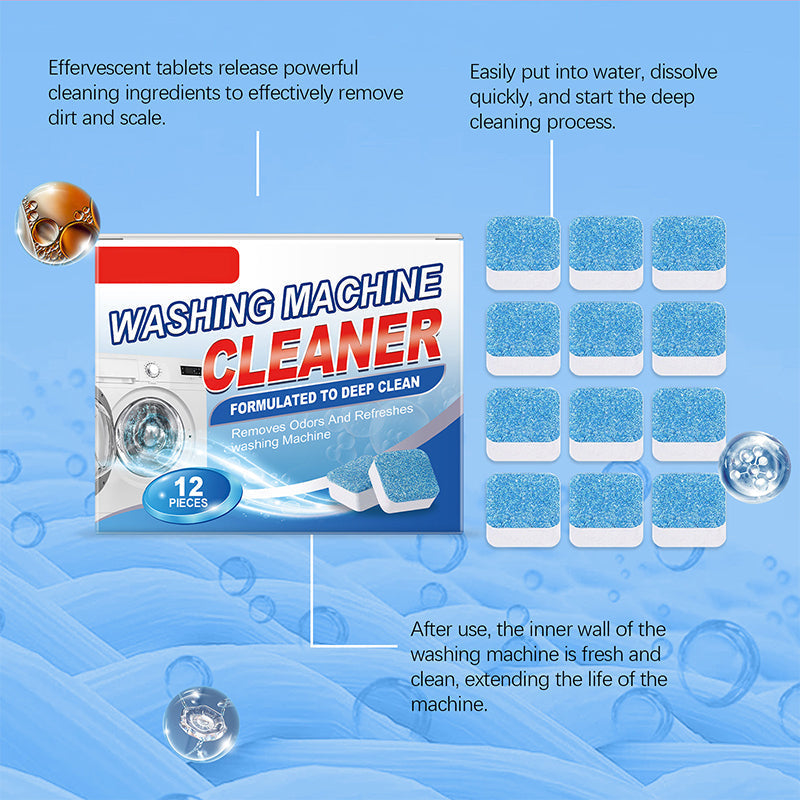 Powerful Washing Machine Cleaner Tablets - 12 Counts