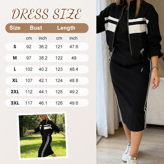 Women's Stand Collar Jacket & Dress Set