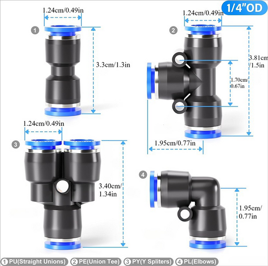✨1/4 Inch Pneumatic Push-to-Connect Air Hose Fittings Kit