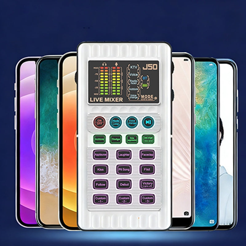 ✨🎤 Portable Handheld Live Sound Card (Voice Changer): Multifunctional Effects + Noise Cancellation – Stream from Anywhere!