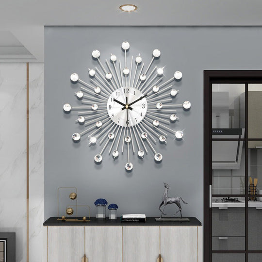 ✨🕰️ Creative Rhinestone Wall Clock – Silent, Minimalist Luxury for Living Room, Dining & Entryway! 💎🏡