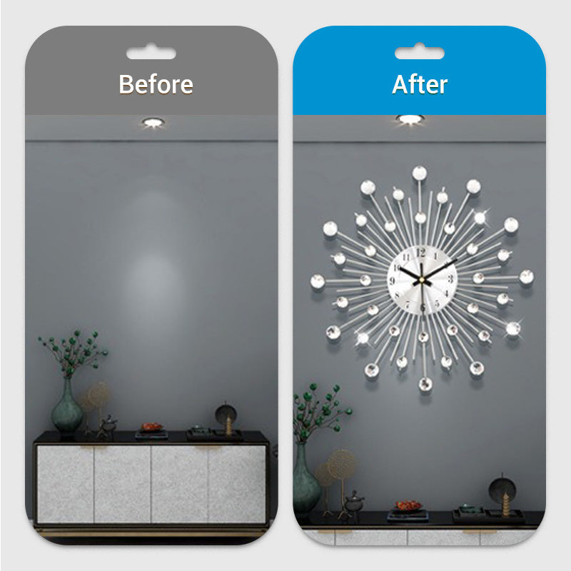 ✨🕰️ Creative Rhinestone Wall Clock – Silent, Minimalist Luxury for Living Room, Dining & Entryway! 💎🏡