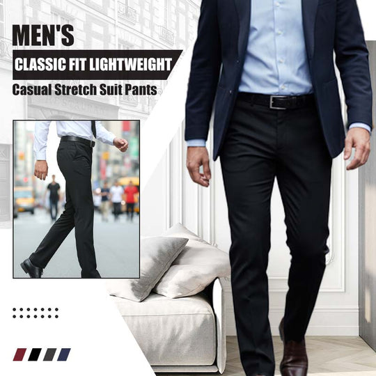 Men's Classic Fit Lightweight Casual Stretch Suit Pants