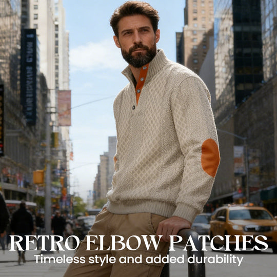 📢📢50%  OFF !! ⏰Men's Textured Jacquard Collared Sweatshirt