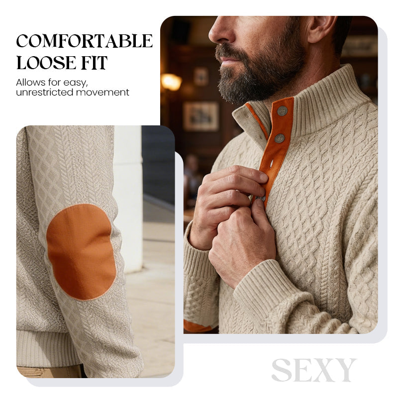 📢📢50%  OFF !! ⏰Men's Textured Jacquard Collared Sweatshirt