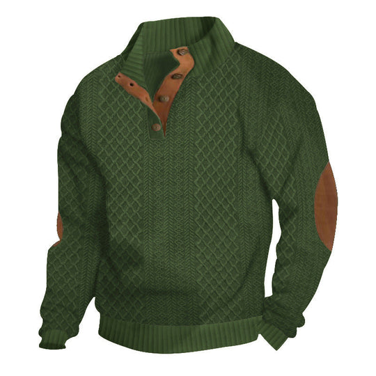 📢📢50%  OFF !! ⏰Men's Textured Jacquard Collared Sweatshirt