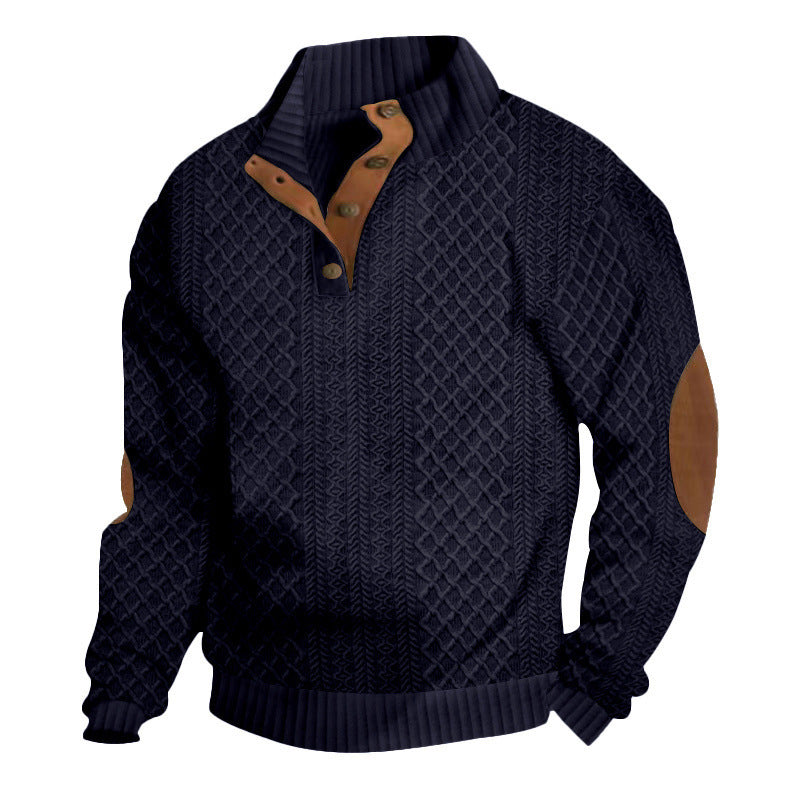 📢📢50%  OFF !! ⏰Men's Textured Jacquard Collared Sweatshirt