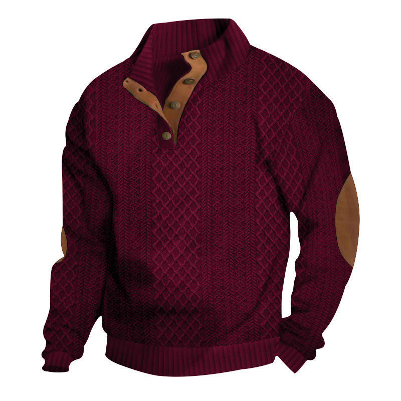 📢📢50%  OFF !! ⏰Men's Textured Jacquard Collared Sweatshirt