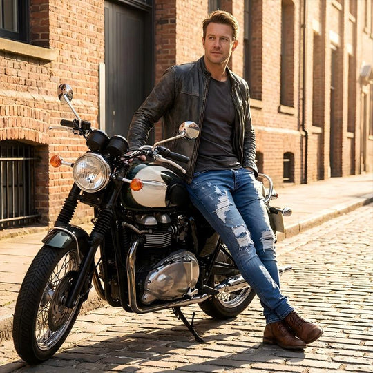 👖¡60% DE DESCUENTO! 🔥 Pantalones vaqueros ajustados con efecto desgastado para hombre – Corte ajustado y cónico, algodón transpirable &  Detalles rasgados y atrevidos