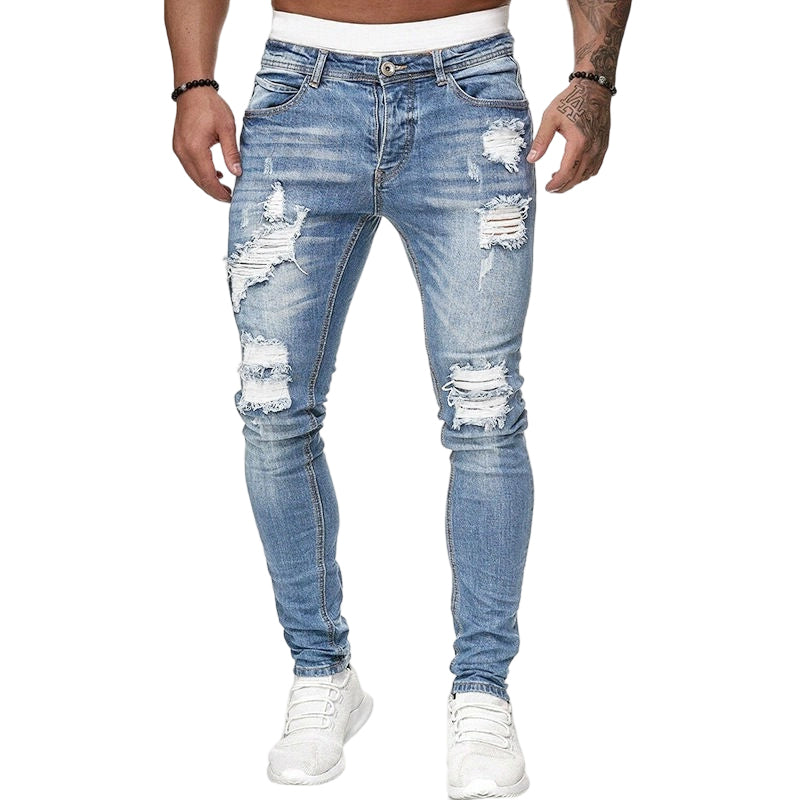 👖¡60% DE DESCUENTO! 🔥 Pantalones vaqueros ajustados con efecto desgastado para hombre – Corte ajustado y cónico, algodón transpirable &  Detalles rasgados y atrevidos