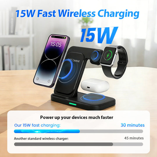 3-in-1 Foldable Magnetic Wireless Charging Stand