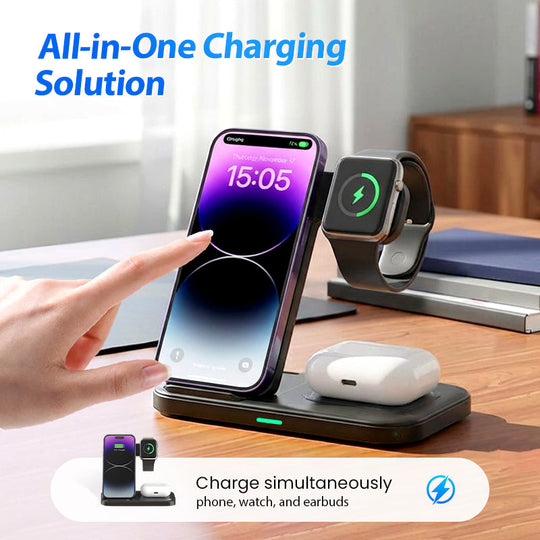 3-in-1 Foldable Magnetic Wireless Charging Stand