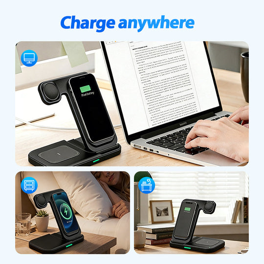 3-in-1 Foldable Magnetic Wireless Charging Stand
