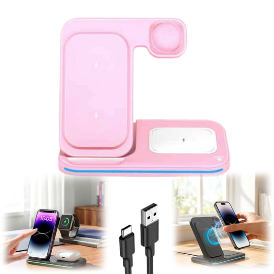 3-in-1 Foldable Magnetic Wireless Charging Stand