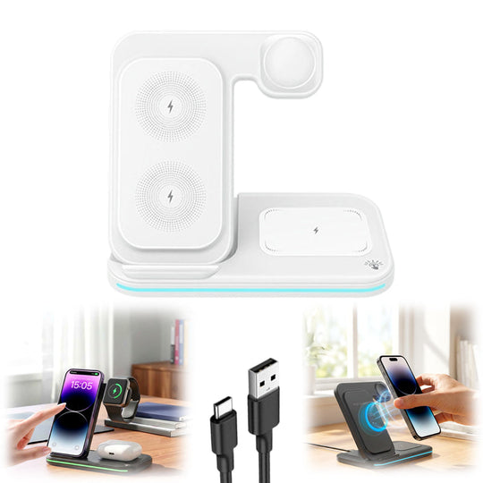 3-in-1 Foldable Magnetic Wireless Charging Stand