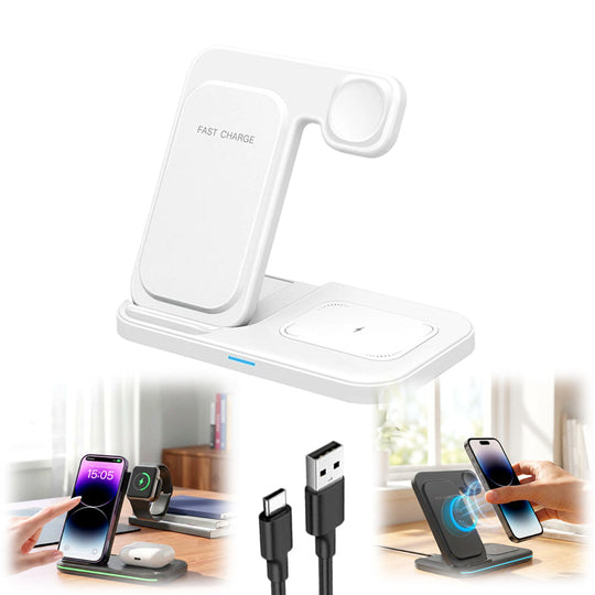 3-in-1 Foldable Magnetic Wireless Charging Stand
