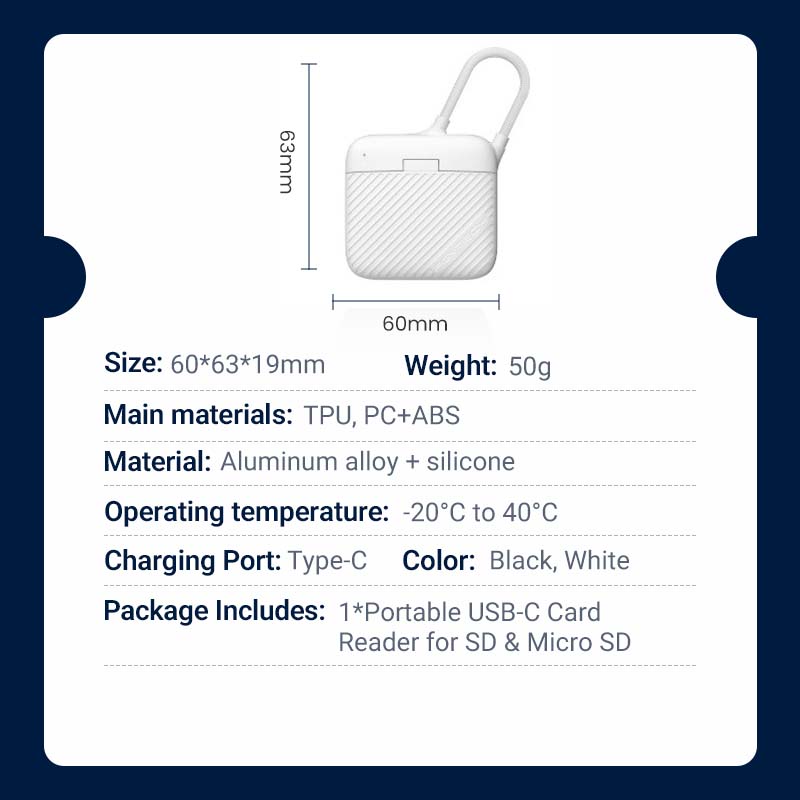 Portable USB-C Card Reader for SD & Micro SD